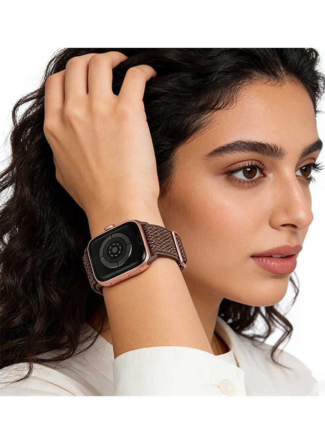 Happy D 2 Apple Watch Bands Compatible with 38mm, 40mm, 41mm, Double Loop Adjustable Ripple Pattern Soft Breathable Nylon Bands, Suitable for Men and Women Apple Watch SE Series 9 8 7 6 5 4 3 2 1 - Gray, Brown - Image 5